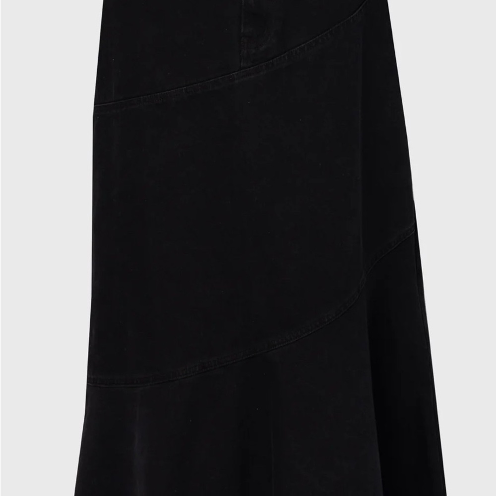 Black denim maxi skirt